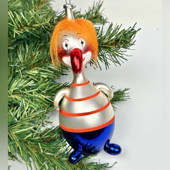 Mouth Blown Italy Hand Painted Glass Christmas Ornament Clown With Big Nose - Picture 1 of 10